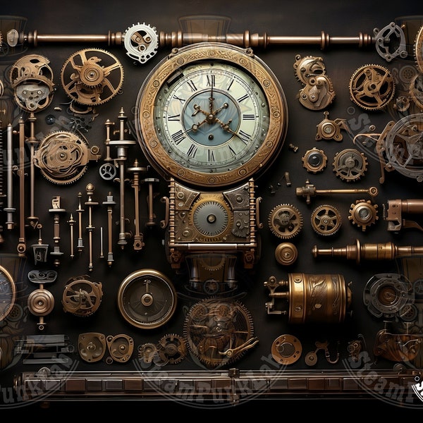 Steampunk Mechanical Materials Display - Retro-Futuristic Aesthetic