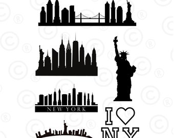 New York SVG, Sofortiger Download SVG, JPG, PDF, PNG, Digitaler Download, New York Skyline SVG, City Skyline SVG