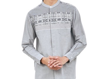 Men's Muslim Prayer Shirt, Koko Shirt, Gray Long Sleeve, Muslim Clothing, Islamic prayer shirt, Eid Prayer Shirt