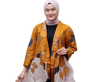 Batik Cardigan, Women's Cotton SIlk Batik, Indonesian Batik Fabric - Annisa