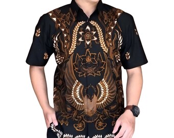 Men's Indonesia Batik Shirt, Short Sleeve Unique Pattern - Astama