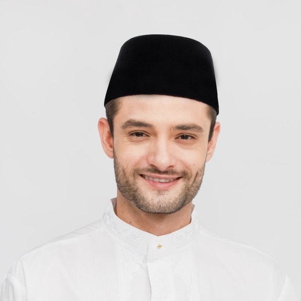 Songkok Peci BHS Classic Black Muslim Prayer Hat, Islamic Caps, Muslim Caps, Prayer Skull Caps