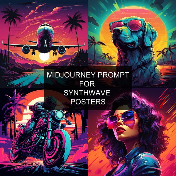 Midjourney Prompt for Synthwave Posters, Midjourney Image Generating, Midjourney Prompt, Art, Poster