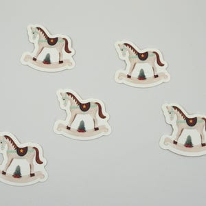 Autocollant NOËL cheval à bascule (5 pièces)