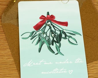 Weihnachtskarte  &quot;Meet me under the mistletoe&quot;