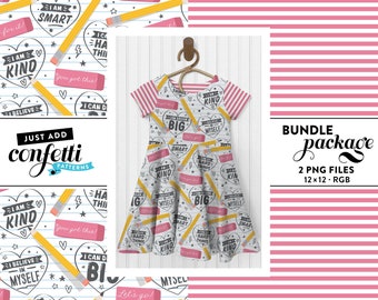 Notebook Hearts Back to School Seamless Files BUNDLE, Back to School Seamless, Back to School, Notebook, Pencil, Just Add Confetti