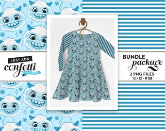 Naadloze bestand winterthema winterthema BUNDEL, naadloze winterpatroon, yeti, jongensoutfit, meisjesoutfit, yeti, vakantie-outfit, voeg gewoon confetti toe