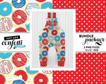 Donut 4 juli naadloze bestand, Donut naadloze BUNDEL, Fourth of July naadloze, Onafhankelijkheidsdag, zomer naadloos, voeg gewoon confetti toe