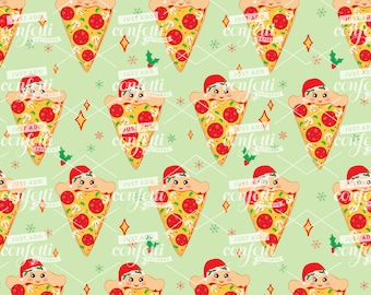 Pizza kerst naadloos bestand, naadloze kerstmis, pizza, kerstpatroon, jongensoutfit, meisjesoutfit, naadloos patroon, Just Add Confetti