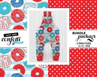 Donut 4 juli naadloze bestand, Donut naadloze BUNDEL, Fourth of July naadloze, Onafhankelijkheidsdag, zomer naadloos, voeg gewoon confetti toe