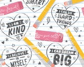 Notebook Hearts Back to School Seamless File, Back to School Seamless, Back to School, Notebook, Pencil, Fabric Design, Just Add Confetti
