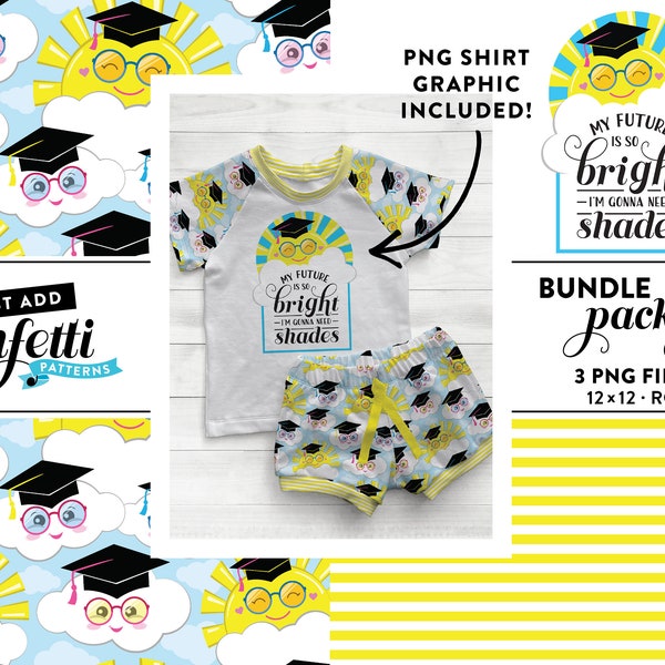 Future So Bright Abschluss nahtlos Datei BUNDLE, Abschluss nahtlos, Kindergarten-Abschluss, Vorschul-Abschluss, einfach Konfetti hinzufügen