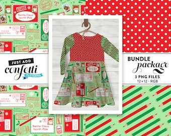 Naadloze bestand brieven aan de kerstman BUNDEL, naadloze kerst, kerstpatroon, jongensoutfit, meisjesoutfit, kerstman, voeg gewoon confetti toe