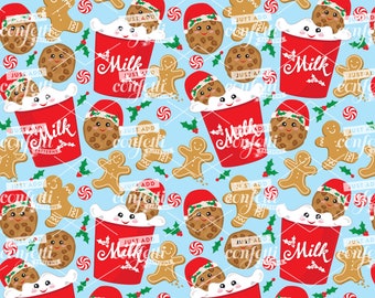 Naadloos bestand melk en koekjes, naadloos kerstpatroon, kerstmanmelk en koekjes, jongensoutfit, meisjesoutfit, kerstman, voeg gewoon confetti toe