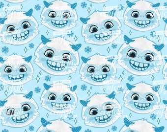 Naadloze winterthema winterthema, naadloze winterpatroon, lachende yeti, jongensoutfit, meisjesoutfit, yeti, winteroutfit, gewoon confetti toevoegen