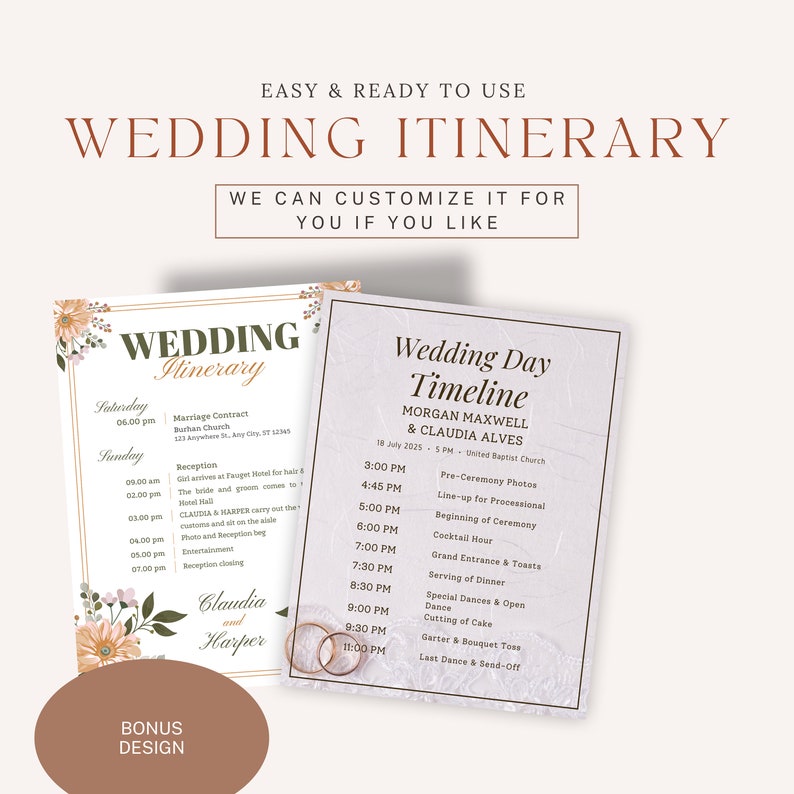 Wedding Itenary Printable Template Timeline Template Etsy Wedding Itenary Printable Template Timeline Template Etsy
