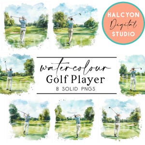 Clipart de joueurs de golf à l'aquarelle | PNG de balançoire de golf | Clipart Joueur De Golf