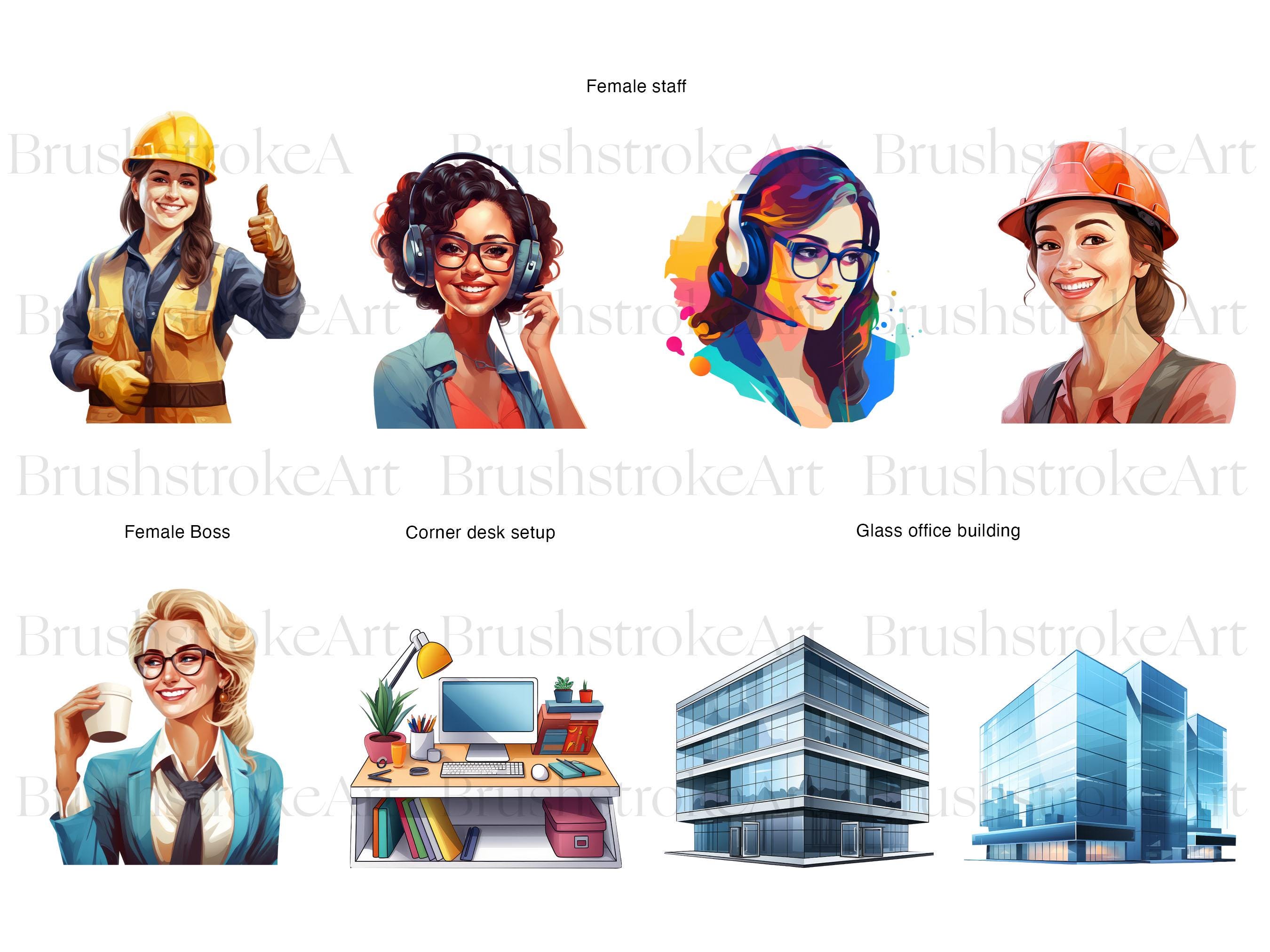 Office Clipart, Business, Girl Boss Clipart, Worker PNG, Cubicle ...