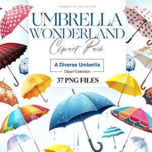Umbrella Clipart, White Umbrella, Rain, Floral Umbrella, Summer, Beach Umbrella Graphic, Transparent Umbrella