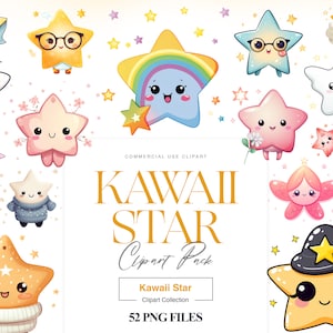 Kawaii Sterne Clipart, Smiley Stern, Kawaii Sticker, Baby Sterne, Regenbogen, süße Sterne PNG, Chibi Stern Formen