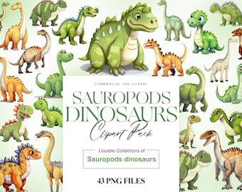 Sauropods Dinosaur Clipart, Brachiosaurus, Jurassic Park, Cute Dinosaur Birthday, Sauropod PNG, Dino Nursery