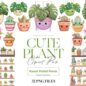 Imágenes prediseñadas de plantas lindas, plantas de interior, suculentas kawaii, imágenes prediseñadas de cactus lindos, imágenes prediseñadas de plantas en maceta, flores de jardín PNG