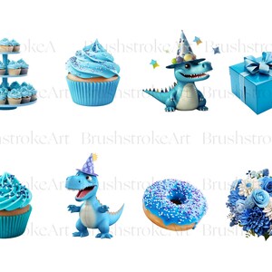 Blue Birthday Clipart, Boys Birthday, Party Clipart, Celebration, Happy ...