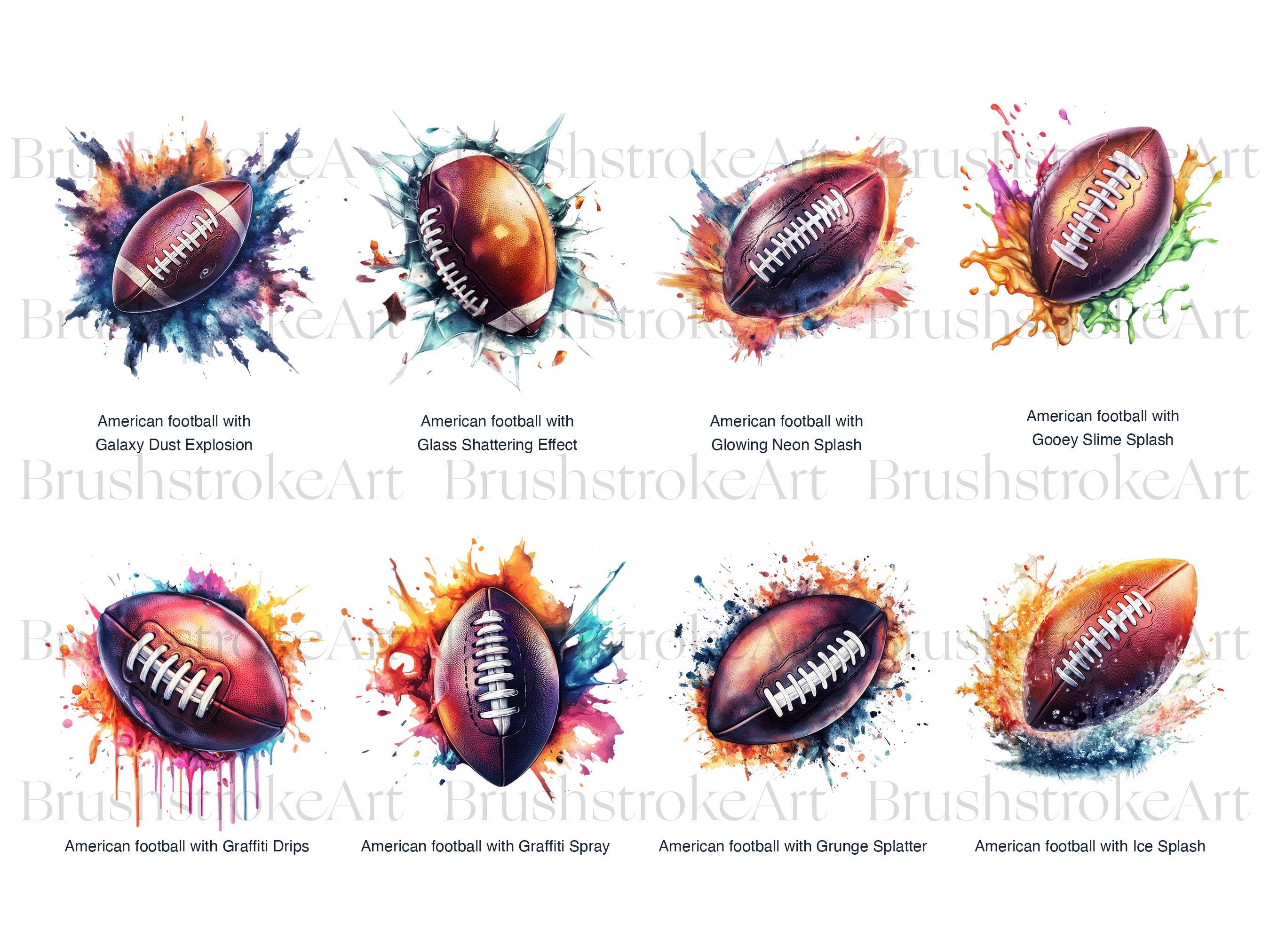 American Football Clipart, Paint Splash, Watercolor Football Clipart ...