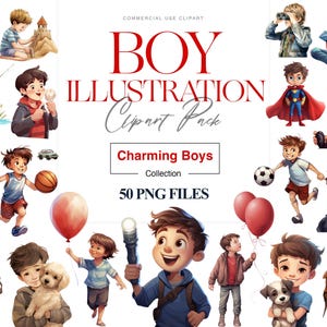 Süße Jungen Clipart, Jungen Gesichter, kleiner Junge, Cartoon, süßes Baby, schrullig, Geburtstagskind, Geschenk für Jungen, Schule