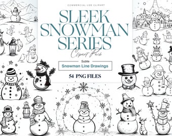 Cute Snowman Clipart, Snowman Silhouette Art, Christmas Snowman, Winter Holiday Christmas Gifts, Snowman PNG