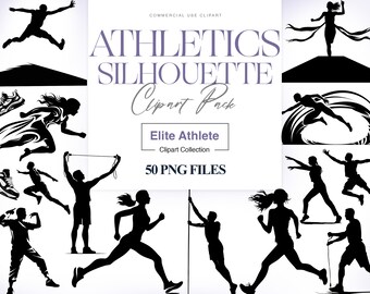 Clipart silhouette di atleta, corridore femminile, atleta PNG, salto in lungo, clipart sportiva, salto in alto, stampa di atleti