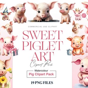 Watercolor Pig Clipart, Baby Piglet, Card Making, Cute Piglet, Farm Animal, Little Pig, Baby Shower, Piggy PNG