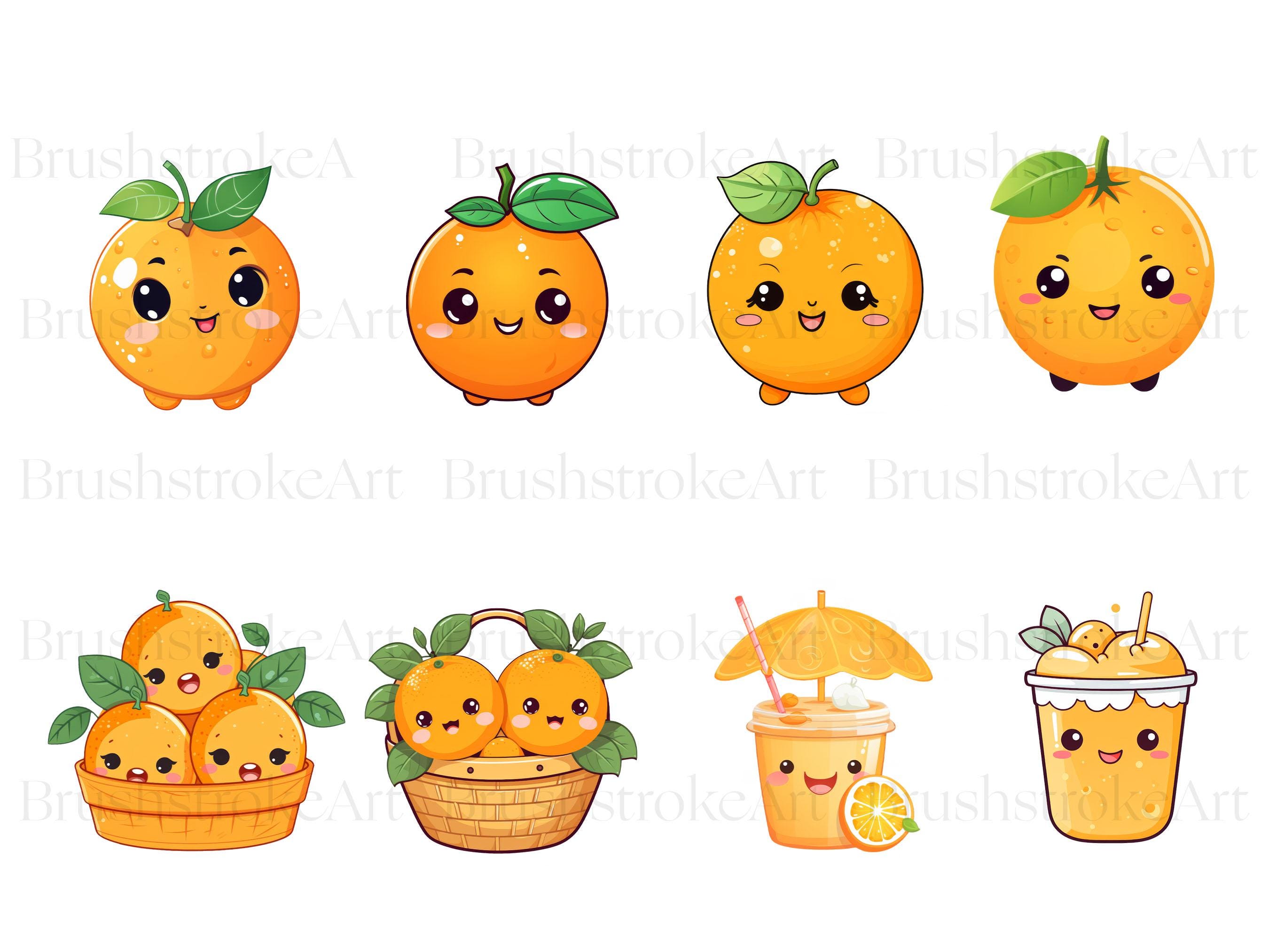 Cute Orange Clipart, Kawaii Fruit Oranges, Cutie Clipart, Summer Fruit ...
