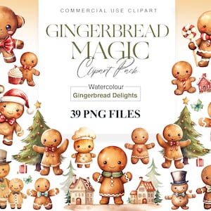 Watercolor Gingerbread Man Clipart, Gingerbread Cookies, Sweets, Winter Christmas Food, Gingerbread PNG