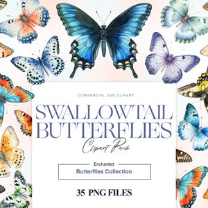 Swallowtail Butterfly Clipart, Tiger Swallowtail, Flutter Butterfly, Swallowtail PNG, Watercolor Butterflies