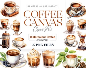 Watercolor Coffee Clipart, Morning Coffee, Mug, Black Coffee, Espresso, Latte Art, Breakfast, Cafe Clipart