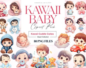 Imágenes Prediseñadas de bebé Kawaii, bebés lindos, divertido, imágenes prediseñadas de niña, niños de dibujos animados, arte del recién nacido, decoración de la guardería, niño pequeño
