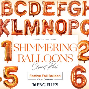 Foil Balloon Clipart, Balloon Alphabet, Foil Numbers, Glitter Balloon, Birthday Numbers, Gold Balloon PNG