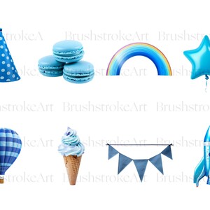 Blue Birthday Clipart, Boys Birthday, Party Clipart, Celebration, Happy ...