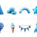 Blue Birthday Clipart, Boys Birthday, Party Clipart, Celebration, Happy ...
