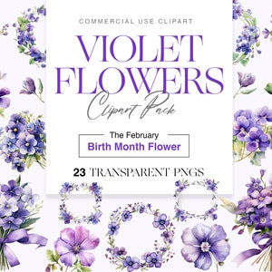 Flor Violeta Aquarela, Flor Do Mês De Nascimento De Fevereiro, Buquê Violeta, Grinalda, Decoração De Casamento, Floral PNG