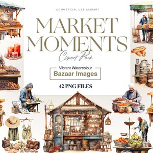 Aquarel markt clipart, boerenmarkt, vismarkt, fruitmand, straatfestival, groentewinkel PNG
