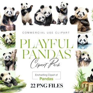 Clipart de panda aquarela, atividades fofas de panda, dormindo, comendo, panda PNG, ilustrações, arte de parede de panda