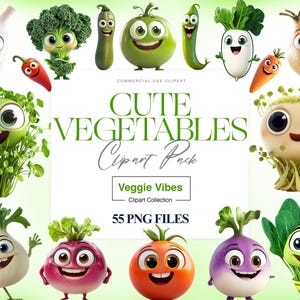 55 Cute Vegetables Clipart, Cute Carrot, Kawaii Vegetable, Cucumber, Cartoon Vegetables Printable, Radish PNG