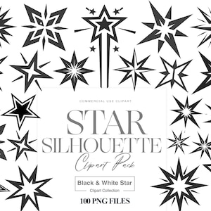 Clipart Silhouette étoiles, étoile de la Nativité, étoile de Noël, étoile festive PNG, Silhouette scintillante, étoile vinyle découpé