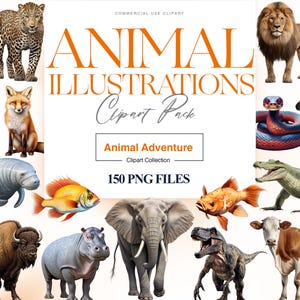 Clipart animaux réalistes, lapin, animal de la forêt, décoration de chambre d'enfant, art mural Lion, illustration d'animaux sauvages