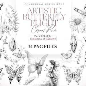 Line Art Schmetterlinge Clipart, Silhouette Wandkunst, Flügel, Schmetterling SVG, Fantasy Clipart, Schmetterling PNG
