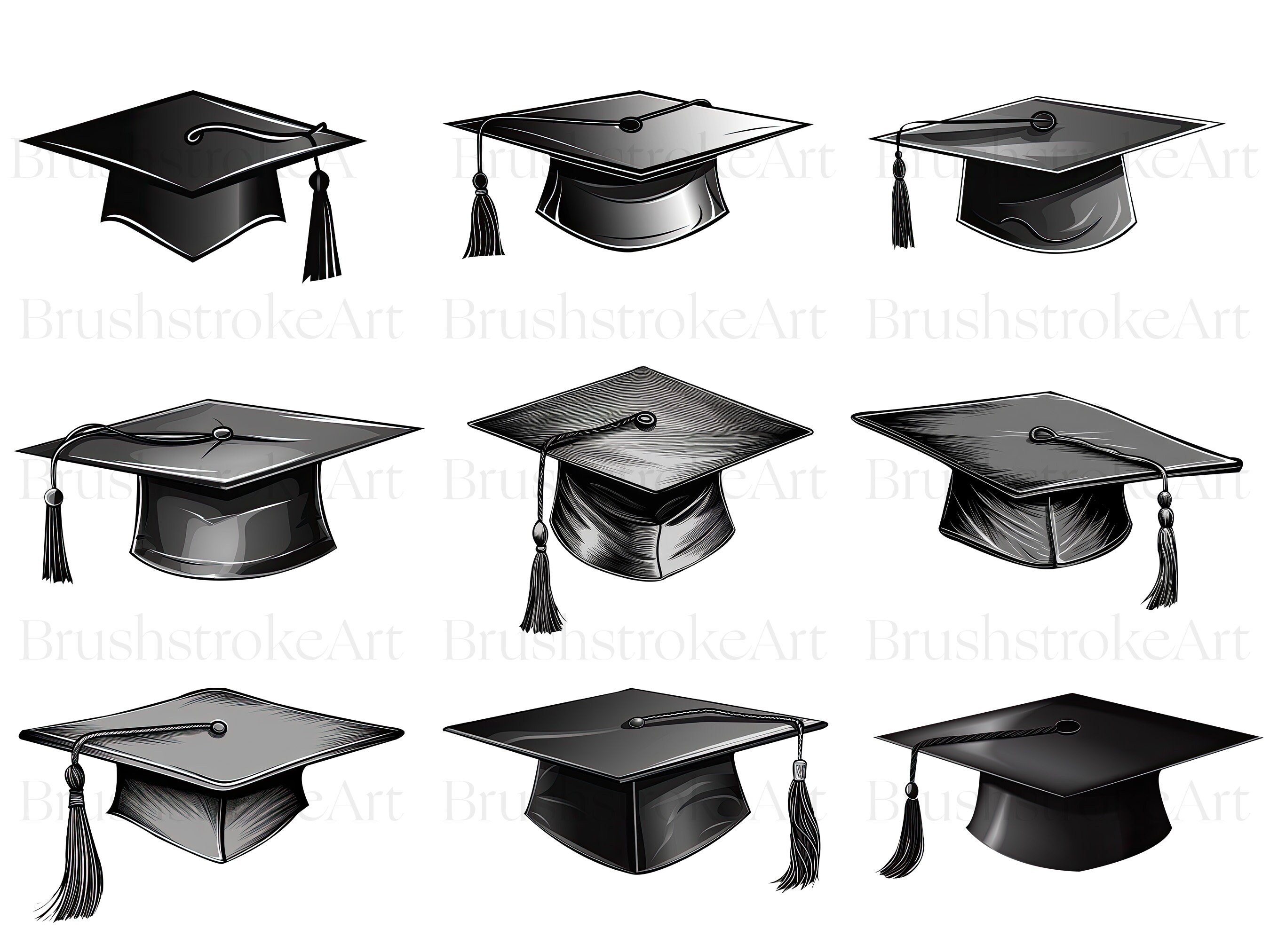 Watercolor Graduation Cap Clipart, Grad Ceremony, College, Diploma Clipart, School, Graduation