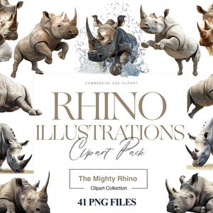 Clipart rhinocéros, animal de safari, rhinocéros aquarelle, bébé animal, jungle, rhinocéros PNG, illustration de rhinocéros