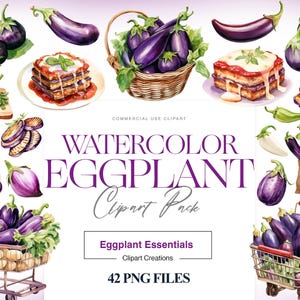 Clipart aquarelle d'aubergine, aubergine violette, aubergine, aubergine grillée, tranches, nourriture végétarienne, aubergine